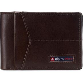 Alpine Swiss Delaney Men’s RFID Blocking Slimfold Wallet Thin Bifold Cowhide Leather Comes in Gift Box Charcoal