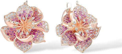 Santuzza Sterling Silver Gemstone Flower Earrings for Women in Kuwait