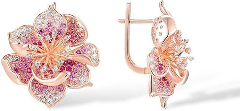 Santuzza Sterling Silver Gemstone Flower Earrings for Women in Kuwait