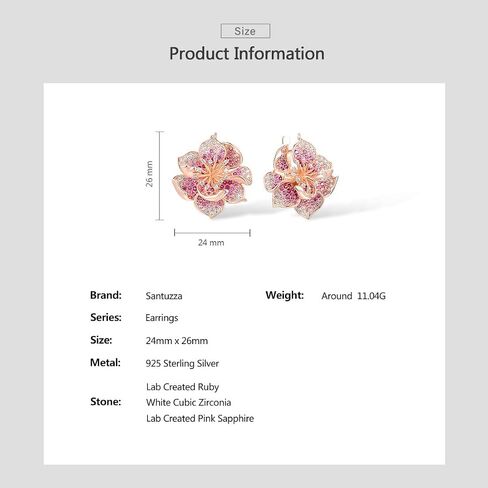 Santuzza Sterling Silver Gemstone Flower Earrings for Women in Kuwait