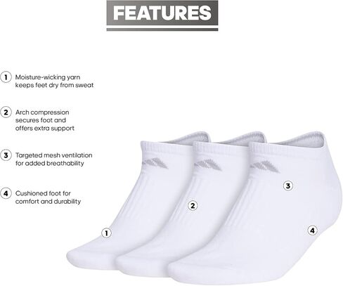 adidas Women's Cushioned No Show Socks (3-Pair) in Saudi Arabia
