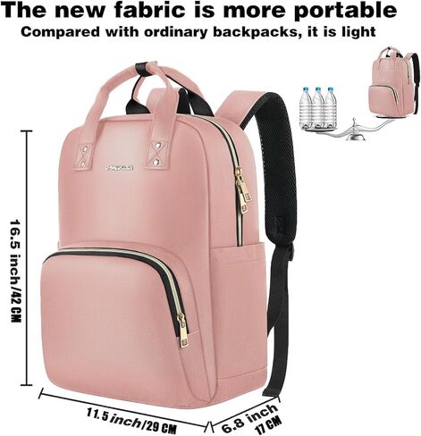 حقيبة ظهر للكمبيوتر المحمول للنساء، حقيبة ظهر للكمبيوتر للنساء، حقيبة ظهر خفيفة الوزن للسفر، حقيبة عمل نسائية أنيقة، حقيبة ظهر جامعية كاجوال مقاس 15.6 بوصة، حقيبة ظهر كمبيوتر مضادة للماء للسيدات والممرضات، أسود in Kuwait