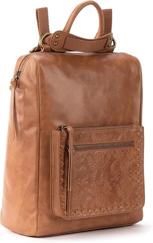 The Sak Loyola Convertible Backpack in Leather, Adjustable Convertible Strap, Mahogany Tile Emboss in Kuwait