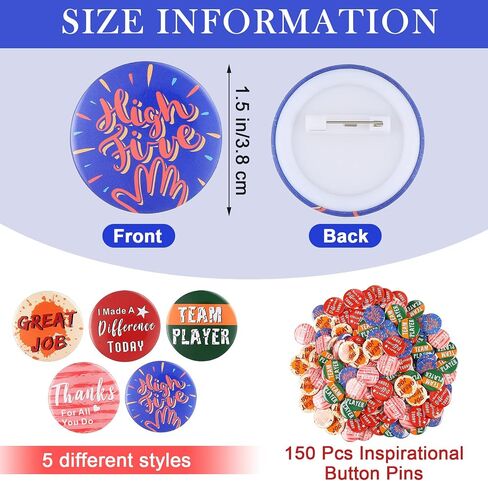 WILLBOND Recognition Button Pins Mini Positive Inspirational Kids Reward Button Pins Employees Appreciation Gift Pins Buttons for Clothes Bags Hats or Party Supplies in Kuwait