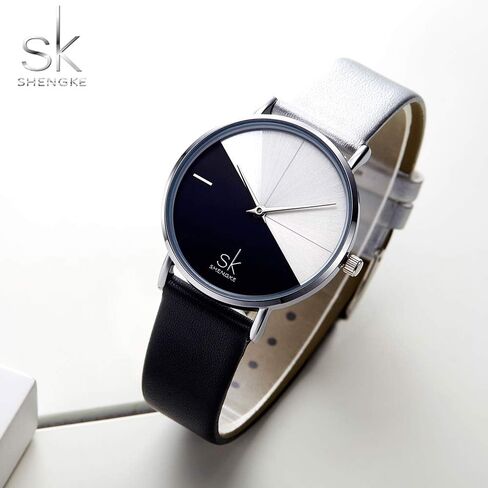 SHENGKE Simplicity Creative Women Watch جلد طبيعي أنيق ساعات نسائية سيدات الأعمال ساعة اليد in Saudi Arabia