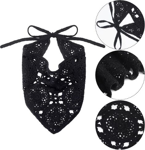 hoyuwak Crochet Bandanas Headbands Head Scarf Hair Scarf for Women Girls Knitted Floral Hair Accessories for Hair Styling Decor(White) in Kuwait