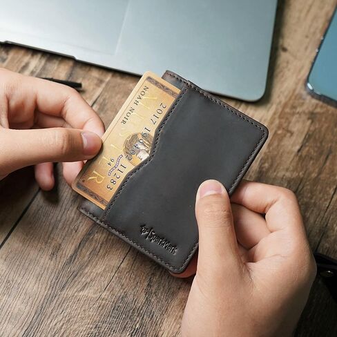 SparkMark Slim Credit Card Holder Wallet for Men & Women - RFID Blocking Minimalist Mens Wallets - Thin Bifold Leather Front Pocket Card Case with Gift Box in Kuwait