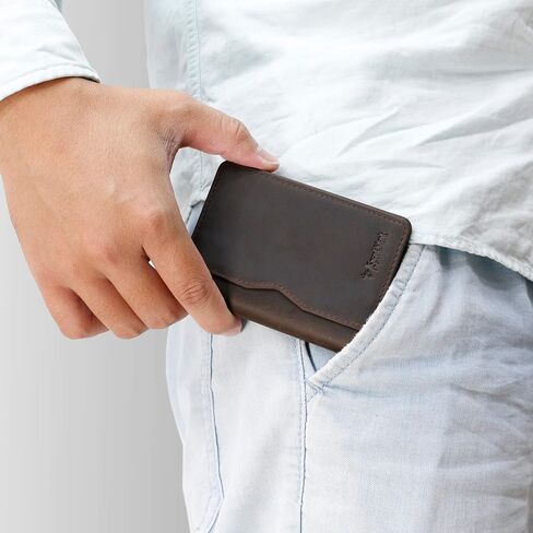 SparkMark Slim Credit Card Holder Wallet for Men & Women - RFID Blocking Minimalist Mens Wallets - Thin Bifold Leather Front Pocket Card Case with Gift Box in Kuwait
