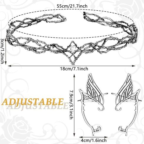 2 Pieces Fairy Leaf Headband Elf Ear Cuffs Elf Crown Cosplay Accessories for Women Halloween Pageant Wedding Prom in Kuwait