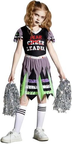 فستان IIMMER Halloween للفتيات Zombie Fearleader المخيف من 4 إلى 12 عامًا in Kuwait