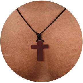 LZQIFA رائعة الخشب الطبيعي الصليب قلادة، الصليب قلادة قلادة للبنين والبنات قلادة هدية في سن المراهقة، سيارة خشبية مرآة الرؤية الخلفية قلادة in Kuwait