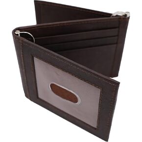 AG Wallets Men's Cowhide Trifold/Bifold Double Money Clip Wallet (Z Money Clip) Brown