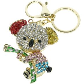 Cooplay Cute Lovely Koala Bear Animal Diamond Crystal Rhinestone Gold Crystal Keychain Charm Pendent Beautiful Accessories The Best Gift for Girl Women Purse Handbag Bag Keyrings (Blue)