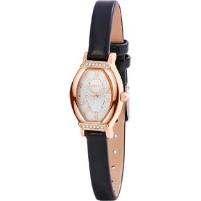 CakCity Women's Dainty Small Oval Leather Strap Watch Ladies Wrist Watch,Black/Rose Gold,CK013,20x27mm in Kuwait