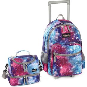 Tilami Rolling Backpack 18 inch Double Handle with Lunch Bag Wheeled Kids Backpack, Cartoon Black in Kuwait