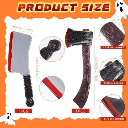 Xtinmee 6 قطع الكبار زي جزار الهالوين مجموعة ساطور دعامة وهمية فأس أسود مقاوم للماء من الجلد الاصطناعي قفازات سوداء لحفلات الهالوين التنكرية in Kuwait