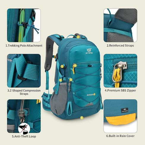SKYSPER Hiking Backpack for Men Women, 35L Lightweight Travel Daypack, Outdoor Camping Back Pack with Multiple Compartments, Durable for Weekend Getaway in Saudi Arabia