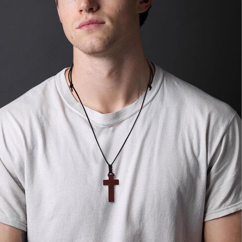 LZQIFA رائعة الخشب الطبيعي الصليب قلادة، الصليب قلادة قلادة للبنين والبنات قلادة هدية في سن المراهقة، سيارة خشبية مرآة الرؤية الخلفية قلادة in Kuwait