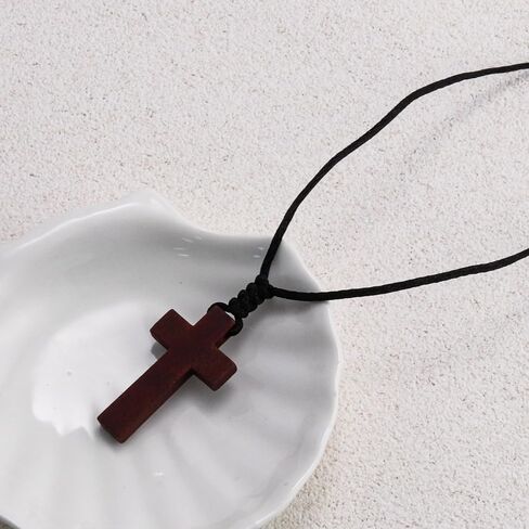 LZQIFA رائعة الخشب الطبيعي الصليب قلادة، الصليب قلادة قلادة للبنين والبنات قلادة هدية في سن المراهقة، سيارة خشبية مرآة الرؤية الخلفية قلادة in Kuwait