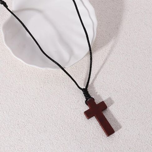 LZQIFA رائعة الخشب الطبيعي الصليب قلادة، الصليب قلادة قلادة للبنين والبنات قلادة هدية في سن المراهقة، سيارة خشبية مرآة الرؤية الخلفية قلادة in Kuwait