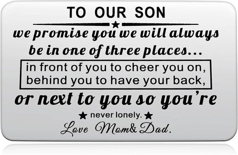 كفيكستيو بطاقة محفظة محفورة عليه "To Our Son" من الأم والأب، التخرج من العودة إلى المدرسة إلى الصبي المراهق من الوالدين، هدايا عيد الميلاد السادس عشر والثامن عشر للأبناء in Kuwait