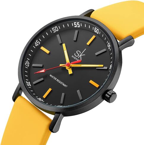 SHENGKE SK Very Thin Fashion Scourer Watch for Healthcare Professionals, Nurses, Doctors, Students with Easy to Read Dial, Coloured Silicone Band in Kuwait
