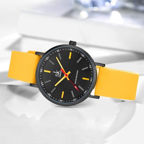 SHENGKE SK Very Thin Fashion Scourer Watch for Healthcare Professionals, Nurses, Doctors, Students with Easy to Read Dial, Coloured Silicone Band in Kuwait