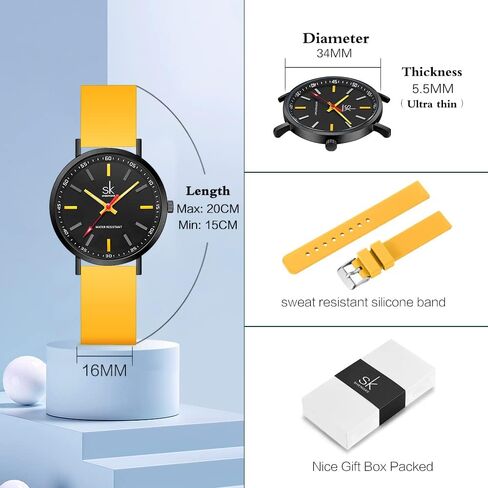 SHENGKE SK Very Thin Fashion Scourer Watch for Healthcare Professionals, Nurses, Doctors, Students with Easy to Read Dial, Coloured Silicone Band in Kuwait