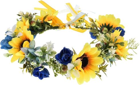 Girls Camellias Flower Crown Birthday Photo Pops Hair Wreath Wedding Festival Floral Headpiece XM11 (A-Blush) in Kuwait