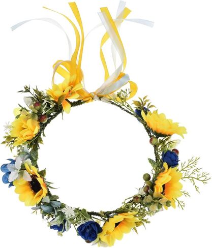 Girls Camellias Flower Crown Birthday Photo Pops Hair Wreath Wedding Festival Floral Headpiece XM11 (A-Blush) in Kuwait