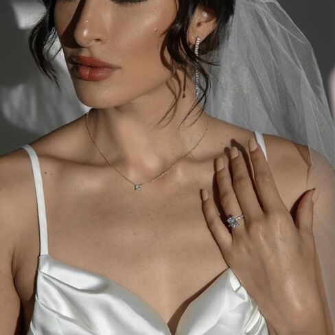 VISDIV 3CT 925 خواتم خطوبة من الفضة الاسترليني قطع مشع AAAAA مكعب زركونيا تشيكوسلوفاكيا عصابات وعد الزفاف للنساء سوليتير مقلد الماس فضي / ذهبي مقاس 5-10 in Kuwait