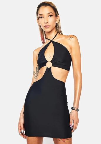 BYDIVA O Ring انقطاع عارية الذراعين الرسن الدانتيل يصل Bodycon البسيطة اللباس حزب النادي الليلي in Kuwait