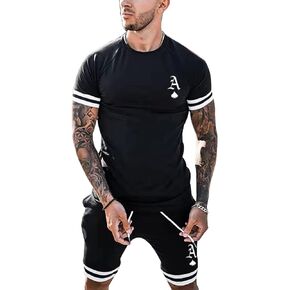Men's Short Sleeves and Shorts 2-Piece Tracksuits, Jogging, Sports, Fitness Tracksuits … in Saudi Arabia