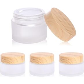 30 Gram/ml Glass Cosmetic Containers with lids，Round Frosted Glass Jars with Leakproof lids,Small Empty Glass Sample Jars for Makeup Lip Scrub Balm Lotions Sample Eye Creams DIY (4 PACK 30ML)