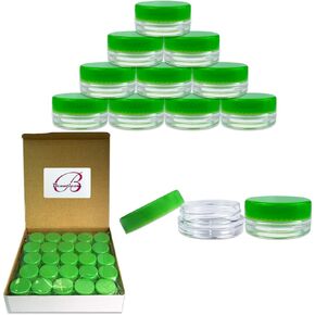 Beauticom 3g/3ml (0.1 Fl Oz) Round Clear Plastic Jars with Round Top Lids for Creams, Lotions, Powders, Glitters, and more. (Color: Clear Lid, Quantity: 50 Pieces) in Saudi Arabia