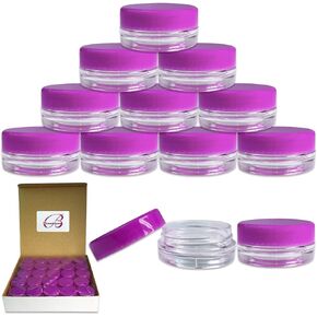 Beauticom 3g/3ml (0.1 Fl Oz) Round Clear Plastic Jars with Round Top Lids for Creams, Lotions, Powders, Glitters, and more. (Color: Clear Lid, Quantity: 50 Pieces) in Kuwait