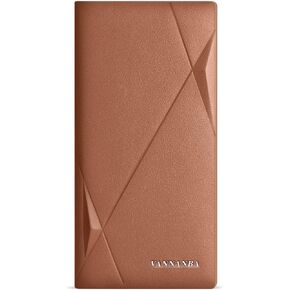 VANNANBA Full Grain Wallet for Men RFID Blocking Leather Checkbook Wallet,Slim Bifold Credit Card Holder with ID Window & Gift Box