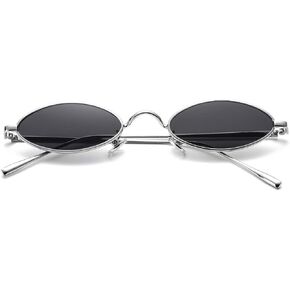 COASION Vintage Small Oval Aesthetic Sunglasses Retro for Women Men Hippie Cool Metal Frame Sun Glasses (Gold Frame/Red Lens)
