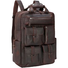 حقيبة ظهر TIDING للرجال من الجلد مقاس 15.6 بوصة للكمبيوتر المحمول متعددة الجيوب أثناء السفر أثناء العمل in Kuwait