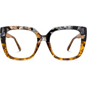 Zeelool Stylish Oversized Square Glasses with Non-prescription Clear Lens Eyewear for Women Brenda ZOP02126-12 Red/Blue