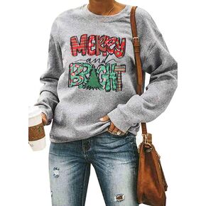 FAYALEQ Christmas Sweatshirt Merry Shirts for Women Christmas Tree Pullover Casual Graphic Print long Sleeve Tops…