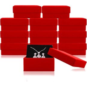 Jewelry Gift Boxes Necklace Earring Ring Box Gift Box,12 Pieces Square Cardboard Jewelry Gift Boxes,Cotton Filled Cardboard Paper Jewelry Box Gift Case (3.15x3.15x1.1 Inches) (Black)