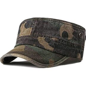 𝑼𝒏𝒊𝒔𝒆𝒙 Cadet Hat Men Women Military Army Style Flat Top Baseball Cap Adjustable Camo Daily Cadet Hat