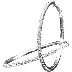 أقراط فضية للنساء أقراط كبيرة أقراط كبيرة مكعبة الزركونيا أقراط دائرية رقيقة من أحجار الراين أقراط دائرية 50 مم أطواق سباركلي أنيقة مع كريستالات للفتيات in Kuwait