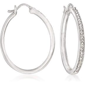 Ross-Simons 0.25 ct. t.w. Diamond Hoop Earrings in Sterling Silver in Saudi Arabia