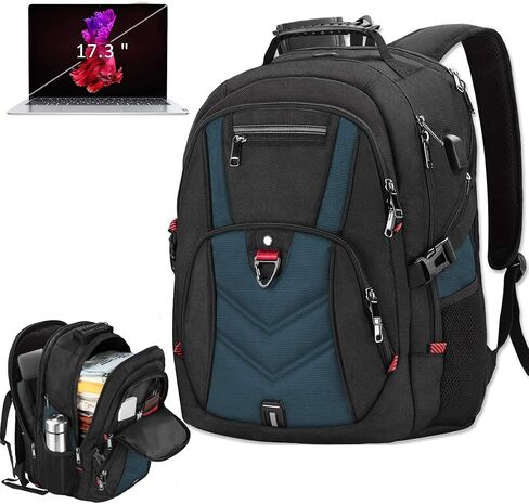 NEWHEY Laptop Backpack 17 Inch Business Travel Backpacks for Men Women Extra Large Waterproof TSA Anti Theft College Bookbags with USB Charging Port 17.3 Gaming Computer Backpack 45L, Black in Kuwait