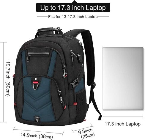 NEWHEY Laptop Backpack 17 Inch Business Travel Backpacks for Men Women Extra Large Waterproof TSA Anti Theft College Bookbags with USB Charging Port 17.3 Gaming Computer Backpack 45L, Black in Kuwait