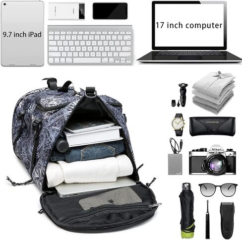 Gym Duffle Bag Waterproof black Laptop Backpack Suitable for Hiking, Fishing, Travel 40L Large Capacity Trendy Cool Lightweight Backpack for Men and Women in Kuwait