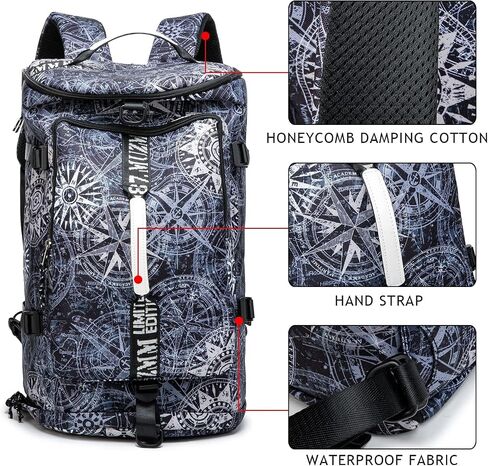 Gym Duffle Bag Waterproof black Laptop Backpack Suitable for Hiking, Fishing, Travel 40L Large Capacity Trendy Cool Lightweight Backpack for Men and Women in Kuwait