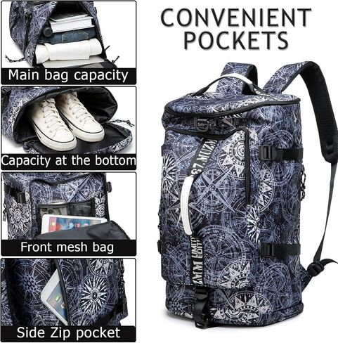 Gym Duffle Bag Waterproof black Laptop Backpack Suitable for Hiking, Fishing, Travel 40L Large Capacity Trendy Cool Lightweight Backpack for Men and Women in Kuwait